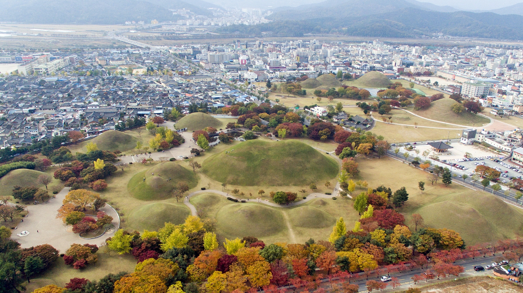 Above view on Daereungwon Ancient Tombs